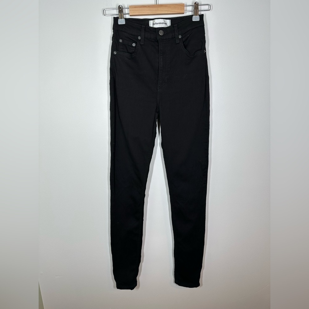 REFORMATION‎ Black High Waist Skinny Jeans Size 25